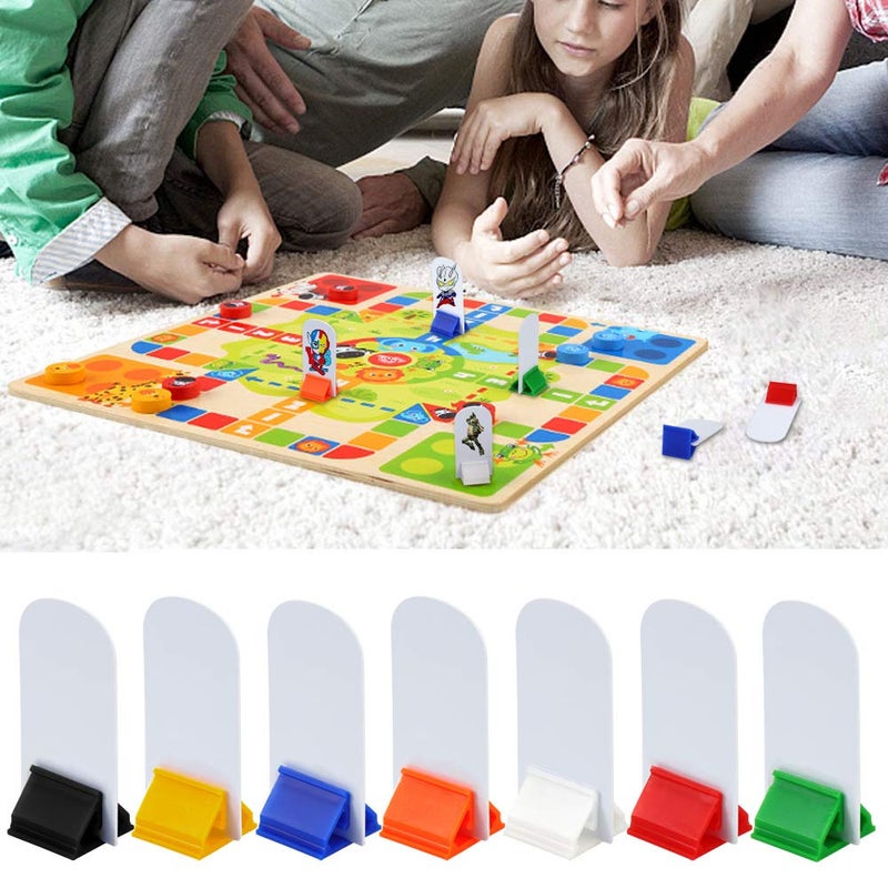 Meetory 45 Pieces Blank Game Board Markers and 35 Pieces Game Card Stands with 2 Pcs Black Marker Pens, Plastic Token Cards with 7 Multi-Color Card Stands for DIY Board Game Party Favor - Image 4